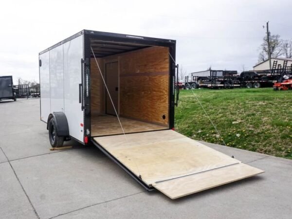 7×12 Enclosed Trailer White V-Nose Blackout Package 3,500lb Axle Storage - Image 15