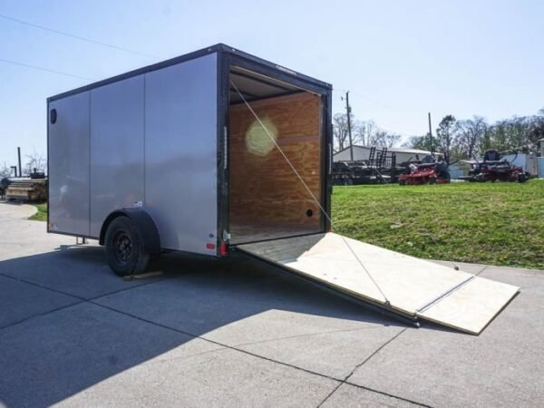 7×12 Enclosed Trailer Silver V-Nose Blackout Package 3,500lb Axle Storage - Image 22