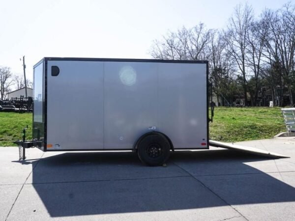 7×12 Enclosed Trailer Silver V-Nose Blackout Package 3,500lb Axle Storage - Image 23