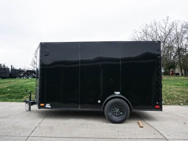 7×12 Enclosed Trailer Black V-Nose Blackout Package 3,500lb Axle Storage - Image 3