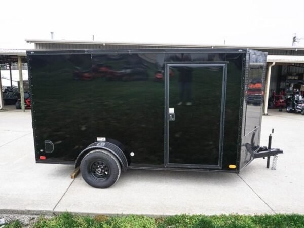 7×12 Enclosed Trailer Black V-Nose Blackout Package 3,500lb Axle Storage - Image 7