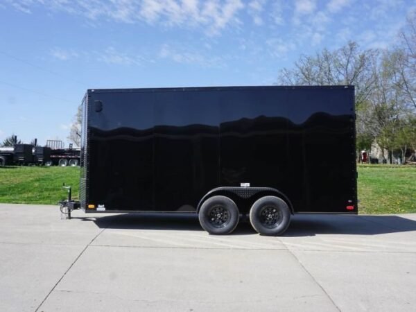 7×16 Enclosed Trailer Black V-Nose Blackout Pkg Tandem Axle Storage - Image 3