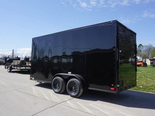 7×16 Enclosed Trailer Black V-Nose Blackout Pkg Tandem Axle Storage - Image 4