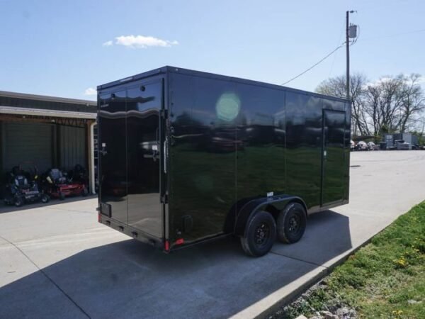 7×16 Enclosed Trailer Black V-Nose Blackout Pkg Tandem Axle Storage - Image 6