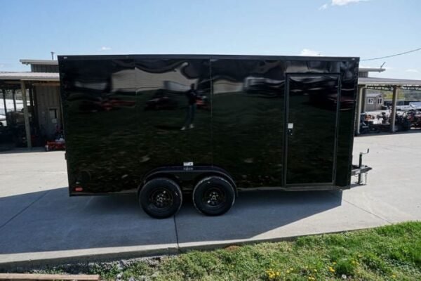 7×16 Enclosed Trailer Black V-Nose Blackout Pkg Tandem Axle Storage - Image 7