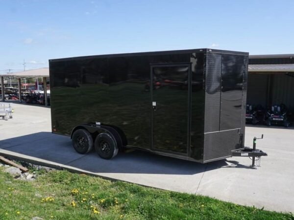 7×16 Enclosed Trailer Black V-Nose Blackout Pkg Tandem Axle Storage - Image 8