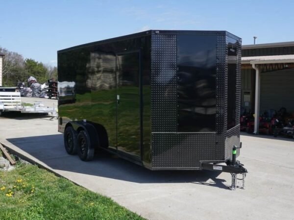 7×16 Enclosed Trailer Black V-Nose Blackout Pkg Tandem Axle Storage - Image 9