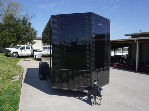 7×16 Enclosed Trailer Black V-Nose Blackout Pkg Tandem Axle Storage - Image 10