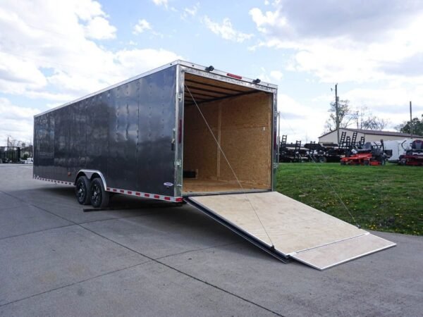 8.5×28 Custom Charcoal Flat Nose Enclosed Trailer (2) 5200 Axles Storage - Image 3