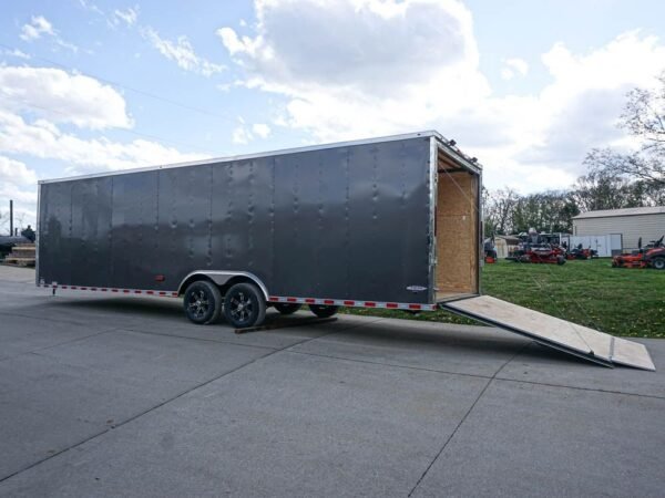 8.5×28 Custom Charcoal Flat Nose Enclosed Trailer (2) 5200 Axles Storage - Image 4