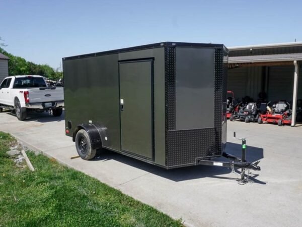 6×12 Enclosed Trailer Charcoal V-Nose Blackout Package 3,500lb Axle Storage