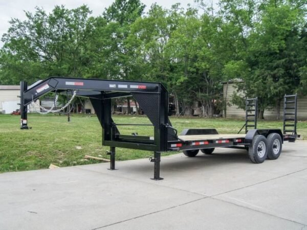 7×20 Gooseneck Equipment Trailer (2) 7K Axles Standup Ramps - Image 2