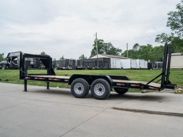 7×20 Gooseneck Equipment Trailer (2) 7K Axles Standup Ramps - Image 4