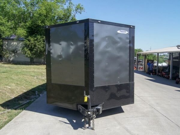 8.5×24 Charcoal Grey V-Nose Enclosed Trailer with Blackout Package Storage
