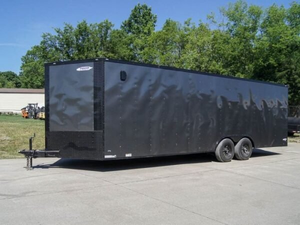 8.5×24 Charcoal Grey V-Nose Enclosed Trailer with Blackout Package Storage - Image 2