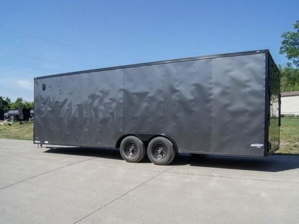 8.5×24 Charcoal Grey V-Nose Enclosed Trailer with Blackout Package Storage - Image 4