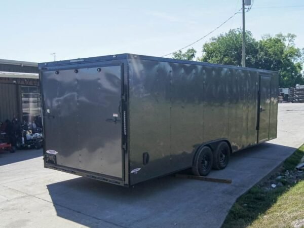 8.5×24 Charcoal Grey V-Nose Enclosed Trailer with Blackout Package Storage - Image 7