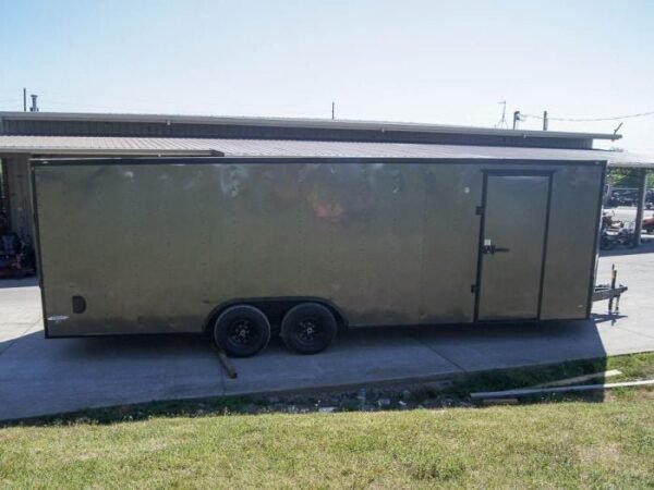 8.5×24 Charcoal Grey V-Nose Enclosed Trailer with Blackout Package Storage - Image 8