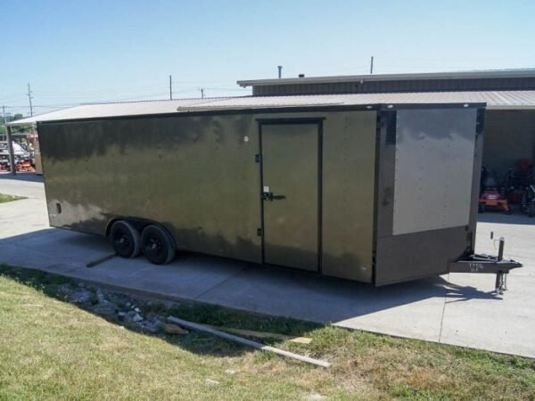8.5×24 Charcoal Grey V-Nose Enclosed Trailer with Blackout Package Storage - Image 9