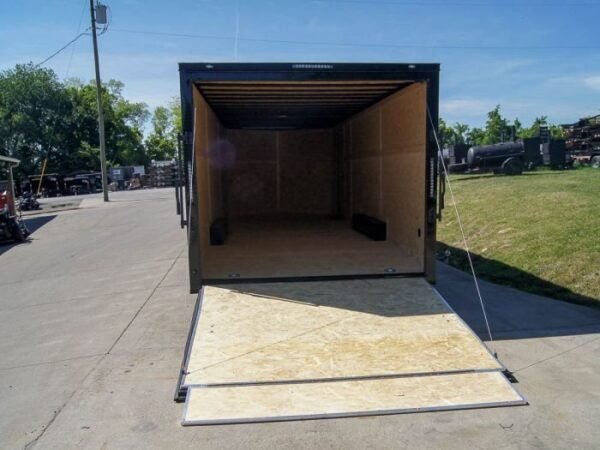 8.5×24 Charcoal Grey V-Nose Enclosed Trailer with Blackout Package Storage - Image 13