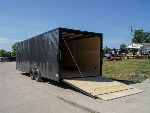8.5×24 Charcoal Grey V-Nose Enclosed Trailer with Blackout Package Storage - Image 14