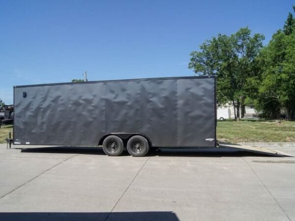 8.5×24 Charcoal Grey V-Nose Enclosed Trailer with Blackout Package Storage - Image 15