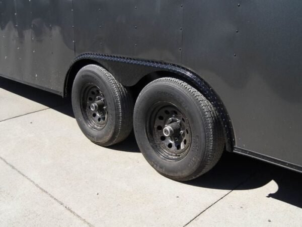 8.5×24 Charcoal Grey V-Nose Enclosed Trailer with Blackout Package Storage - Image 16