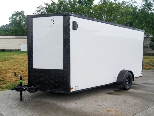 7×14 Enclosed Trailer White V-Nose Blackout Package 3,500lb Axle Storage - Image 3