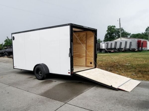 7×14 Enclosed Trailer White V-Nose Blackout Package 3,500lb Axle Storage - Image 14