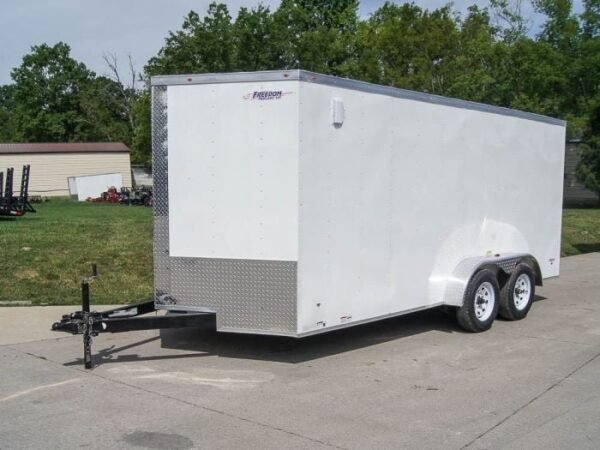 7×16 White V-Nose Enclosed Trailer with Elect Pkg (2) 3500lb Axle Storage - Image 2