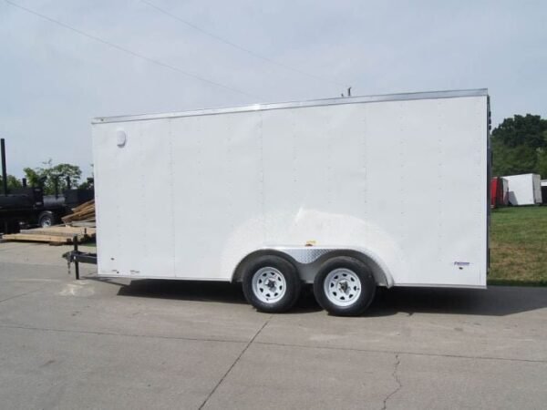 7×16 White V-Nose Enclosed Trailer with Elect Pkg (2) 3500lb Axle Storage - Image 3