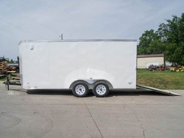 7×16 White V-Nose Enclosed Trailer with Elect Pkg (2) 3500lb Axle Storage - Image 12
