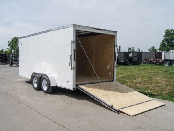 7×16 White V-Nose Enclosed Trailer with Elect Pkg (2) 3500lb Axle Storage - Image 13