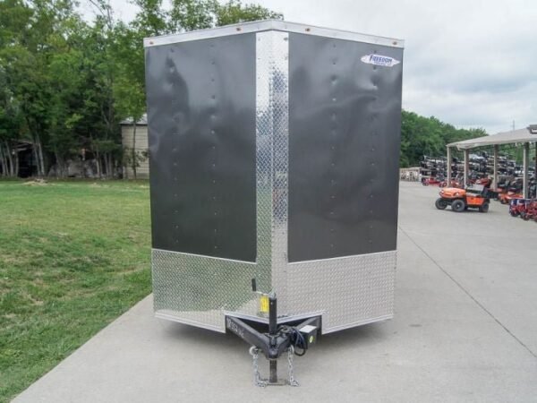 7×12 Charcoal V-Nose Custom Enclosed Trailer 3500lb Axle with Brake Storage - Image 2