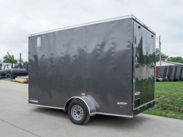 7×12 Charcoal V-Nose Custom Enclosed Trailer 3500lb Axle with Brake Storage - Image 4