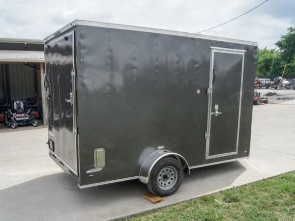 7×12 Charcoal V-Nose Custom Enclosed Trailer 3500lb Axle with Brake Storage - Image 6