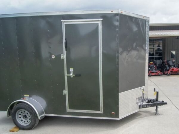 7×12 Charcoal V-Nose Custom Enclosed Trailer 3500lb Axle with Brake Storage - Image 7