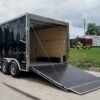 8.5×12 Black V-Nose Enclosed Trailer with Elect Pkg (2) 3500lb Axles Storage