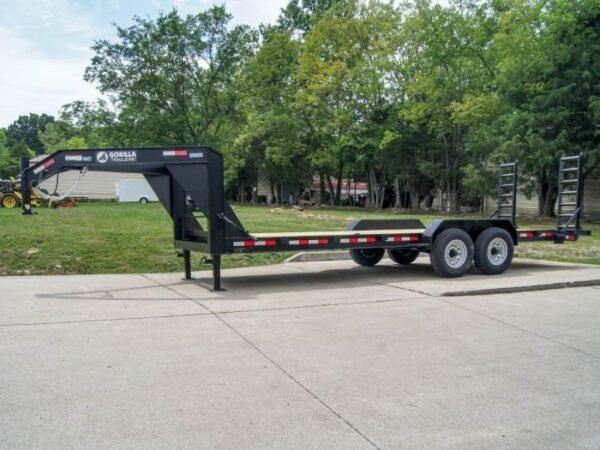 7×22 Gooseneck Equipment Trailer (2) 7K Axles Standup Ramps - Image 2