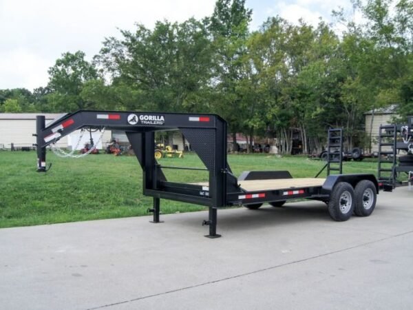 7×18 Gooseneck Equipment Trailer (2) 7K Axles Standup Ramps