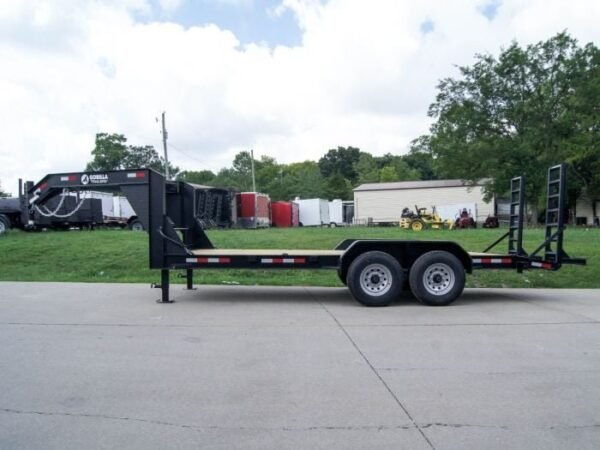 7×18 Gooseneck Equipment Trailer (2) 7K Axles Standup Ramps - Image 3