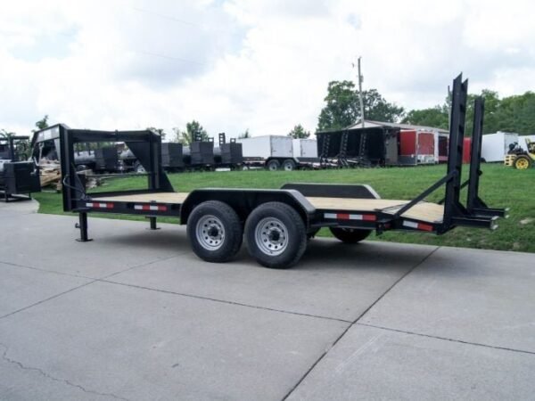 7×18 Gooseneck Equipment Trailer (2) 7K Axles Standup Ramps - Image 4