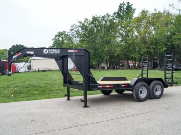 7×14 Gooseneck Equipment Trailer (2) 7K Axles with Stand-Up Ramps
