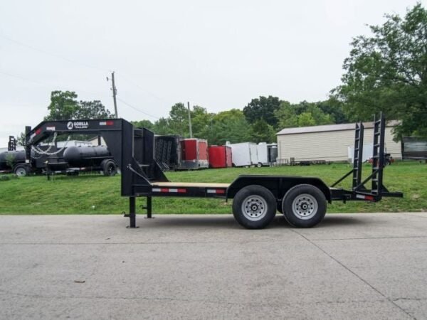 7×14 Gooseneck Equipment Trailer (2) 7K Axles with Stand-Up Ramps - Image 3