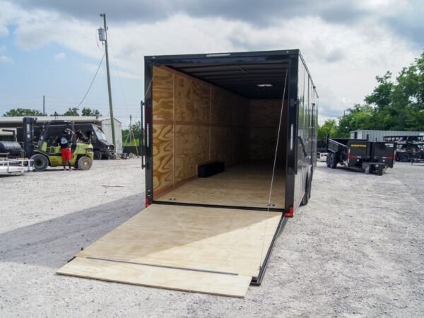 8.5×28 Charcoal/Black Enclosed Trailer with Blackout Pkg (2) 7K Axles Storage