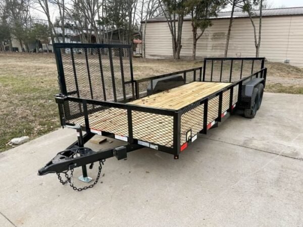 7×20 Utility Trailer with Side Gate and 18″ Mesh (2) 3,500lb Axles