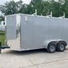 7×14 Enclosed V-Nose Trailer Silver with Ladder Racks (2) 3,500lb Axles Storage - Image 3