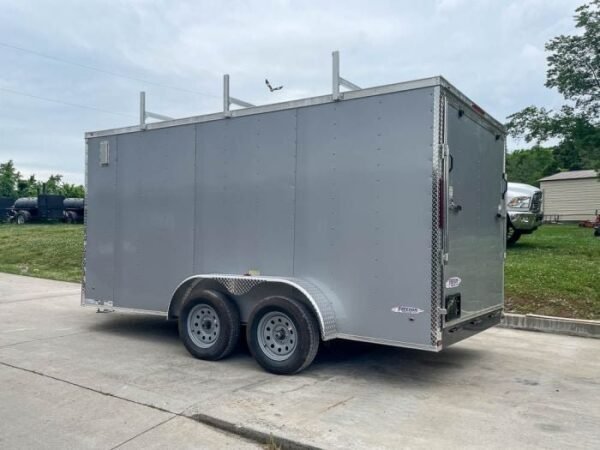 7×14 Enclosed V-Nose Trailer Silver with Ladder Racks (2) 3,500lb Axles Storage - Image 5