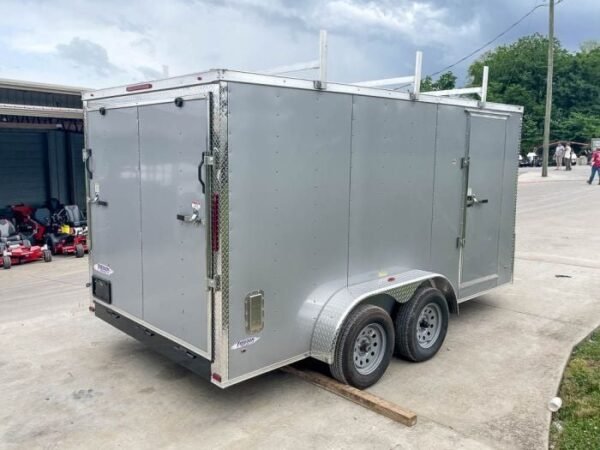 7×14 Enclosed V-Nose Trailer Silver with Ladder Racks (2) 3,500lb Axles Storage - Image 7