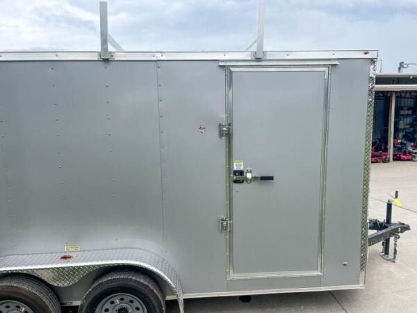 7×14 Enclosed V-Nose Trailer Silver with Ladder Racks (2) 3,500lb Axles Storage - Image 12